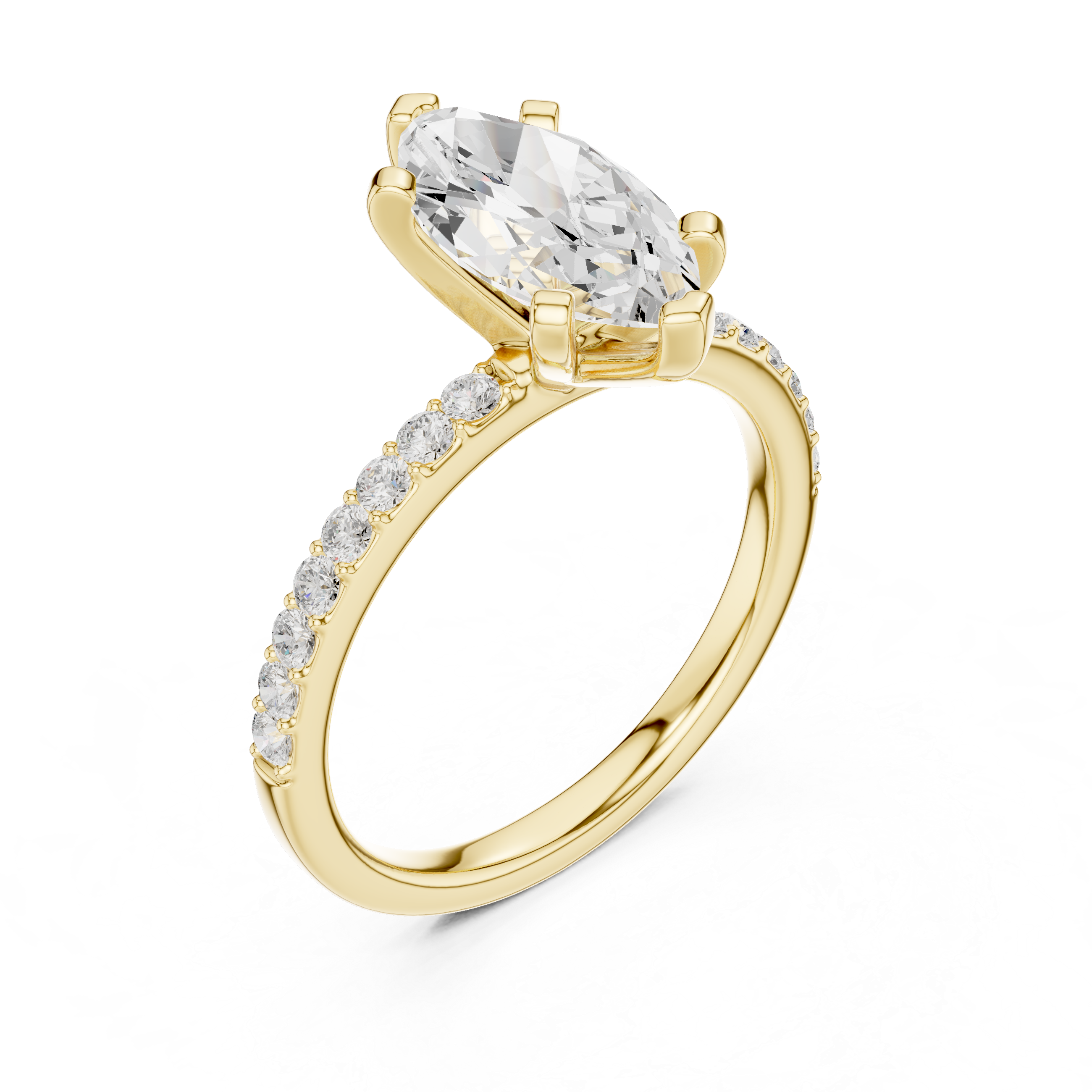 Marquise Cut Pavé Diamond Engagement Ring