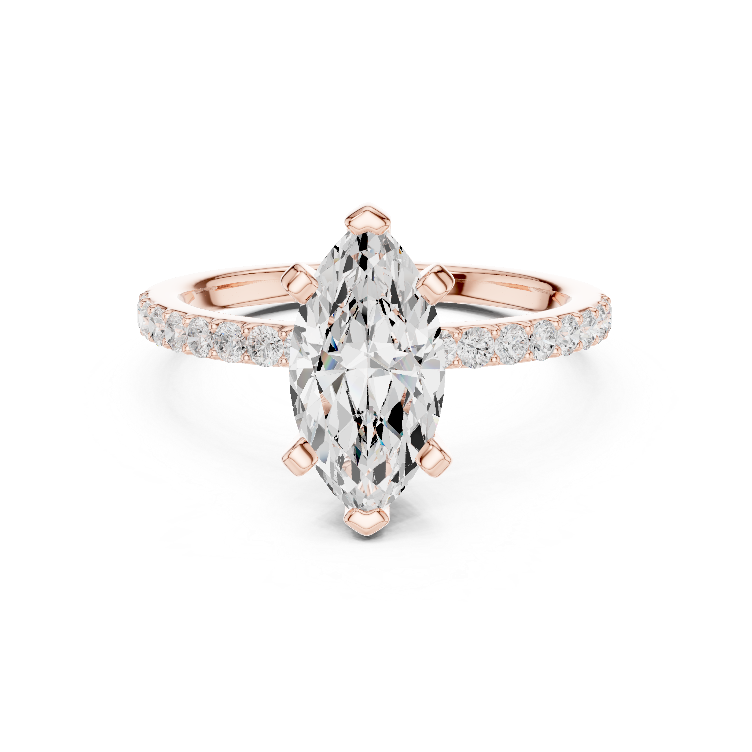 Marquise Cut Pavé Diamond Engagement Ring