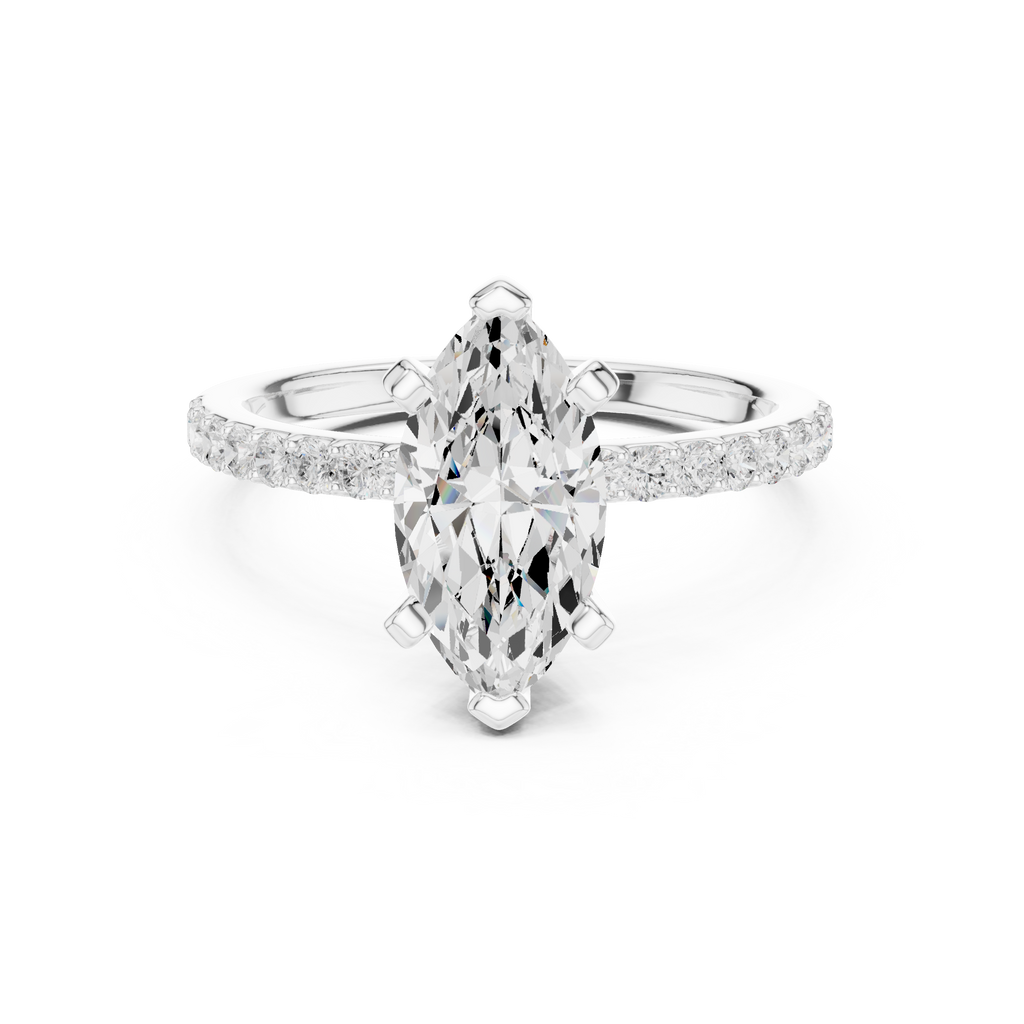 Marquise Cut Pavé Diamond Engagement Ring