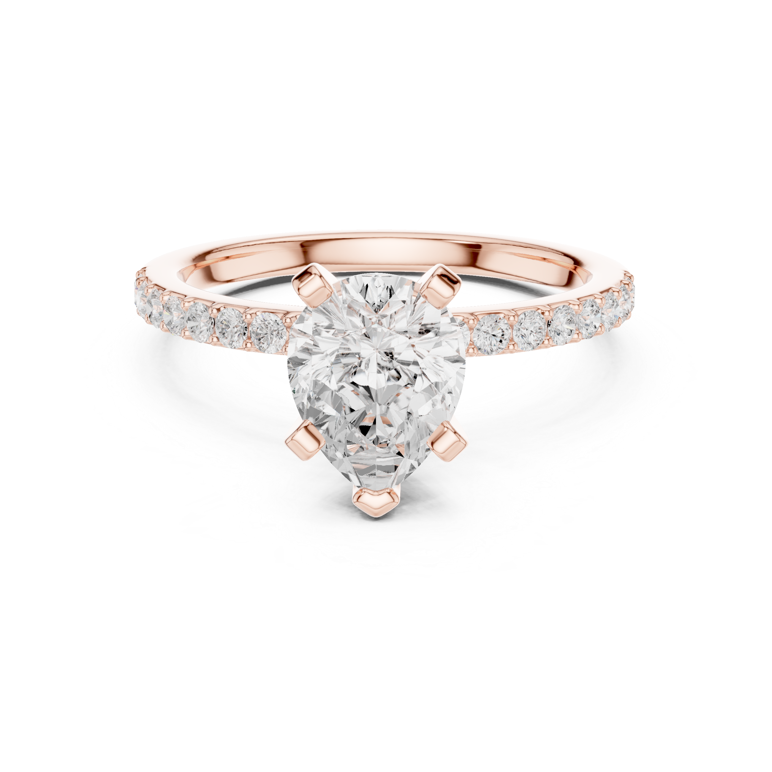 Pear Cut Pavé Diamond Engagement Ring