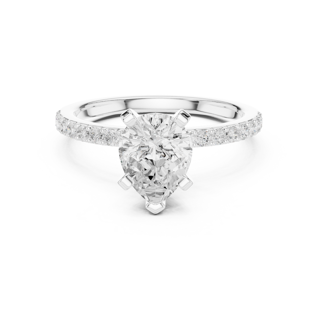Pear Cut Pavé Diamond Engagement Ring