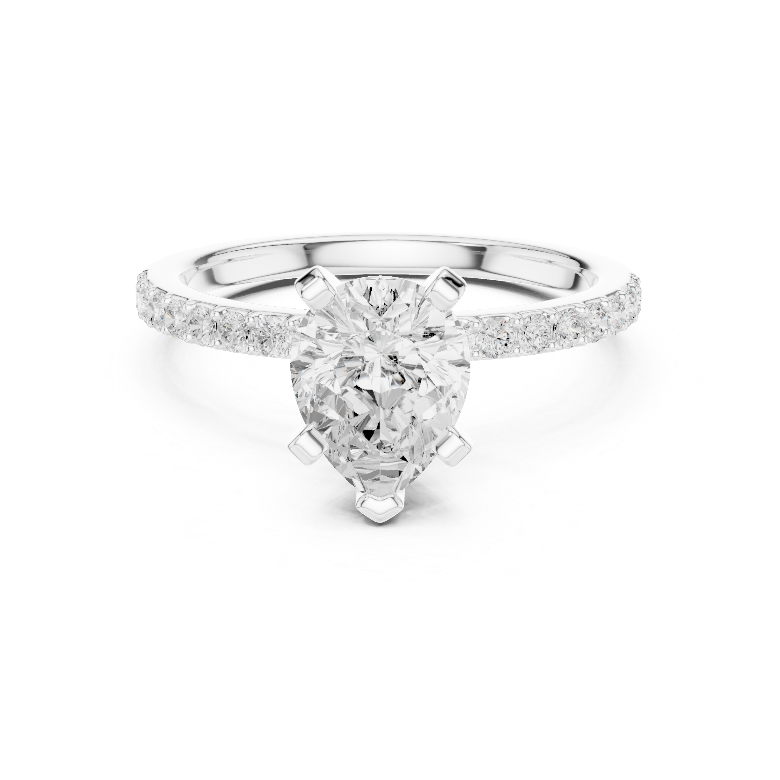 Pear Cut Pavé Diamond Engagement Ring