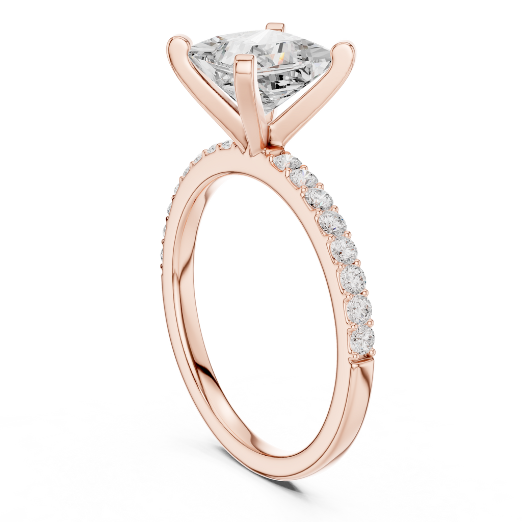 Princess Cut Pavé Diamond Engagement Ring