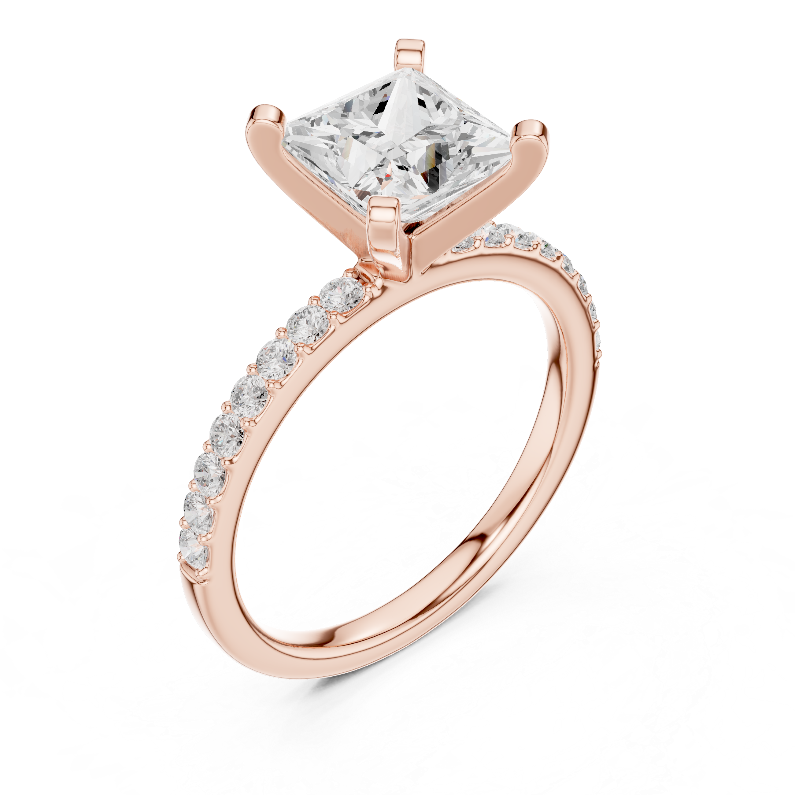 Princess Cut Pavé Diamond Engagement Ring
