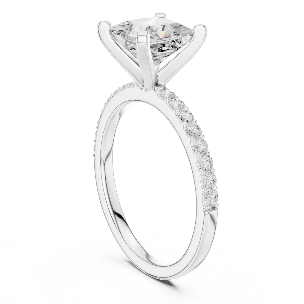 Princess Cut Pavé Diamond Engagement Ring