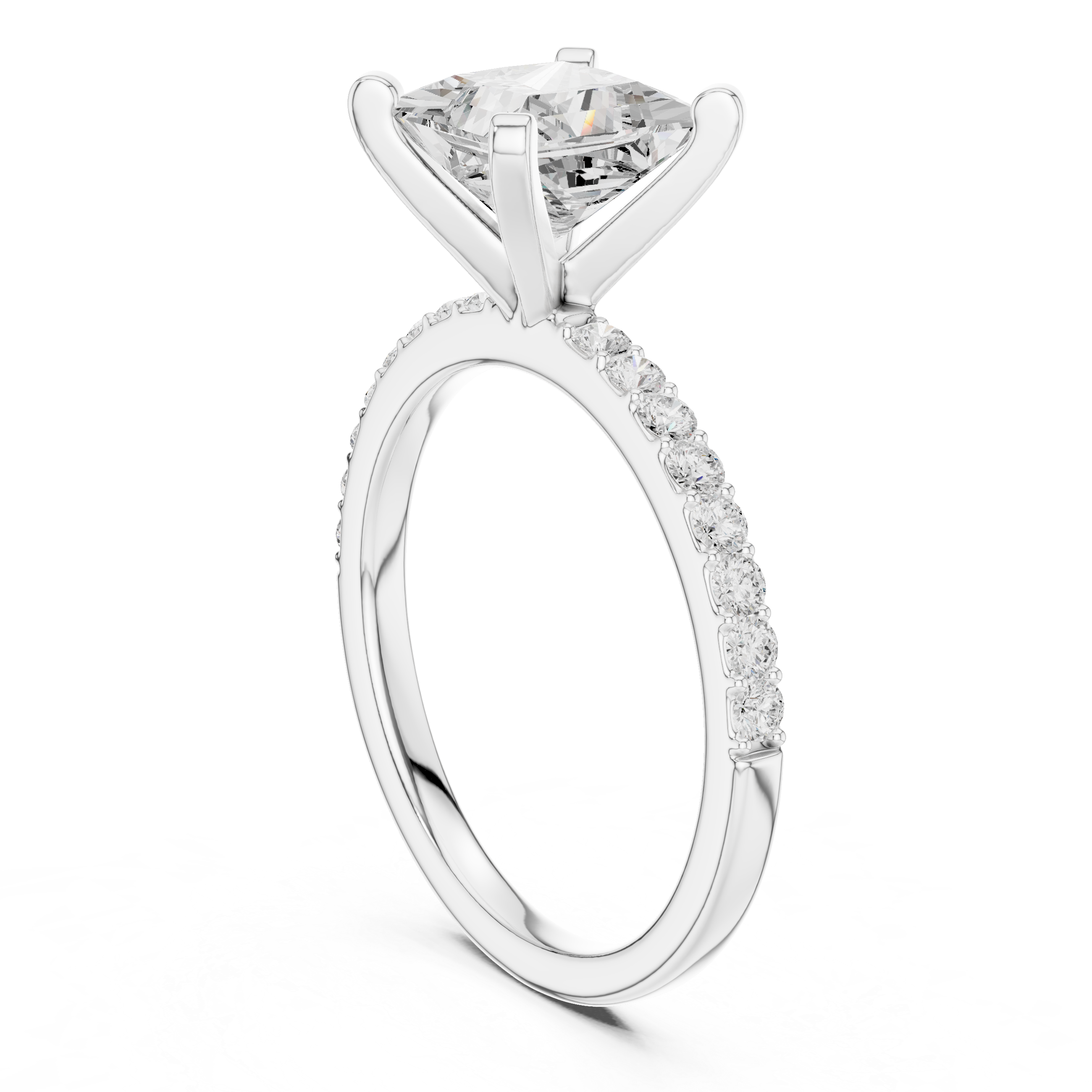 Princess Cut Pavé Diamond Engagement Ring