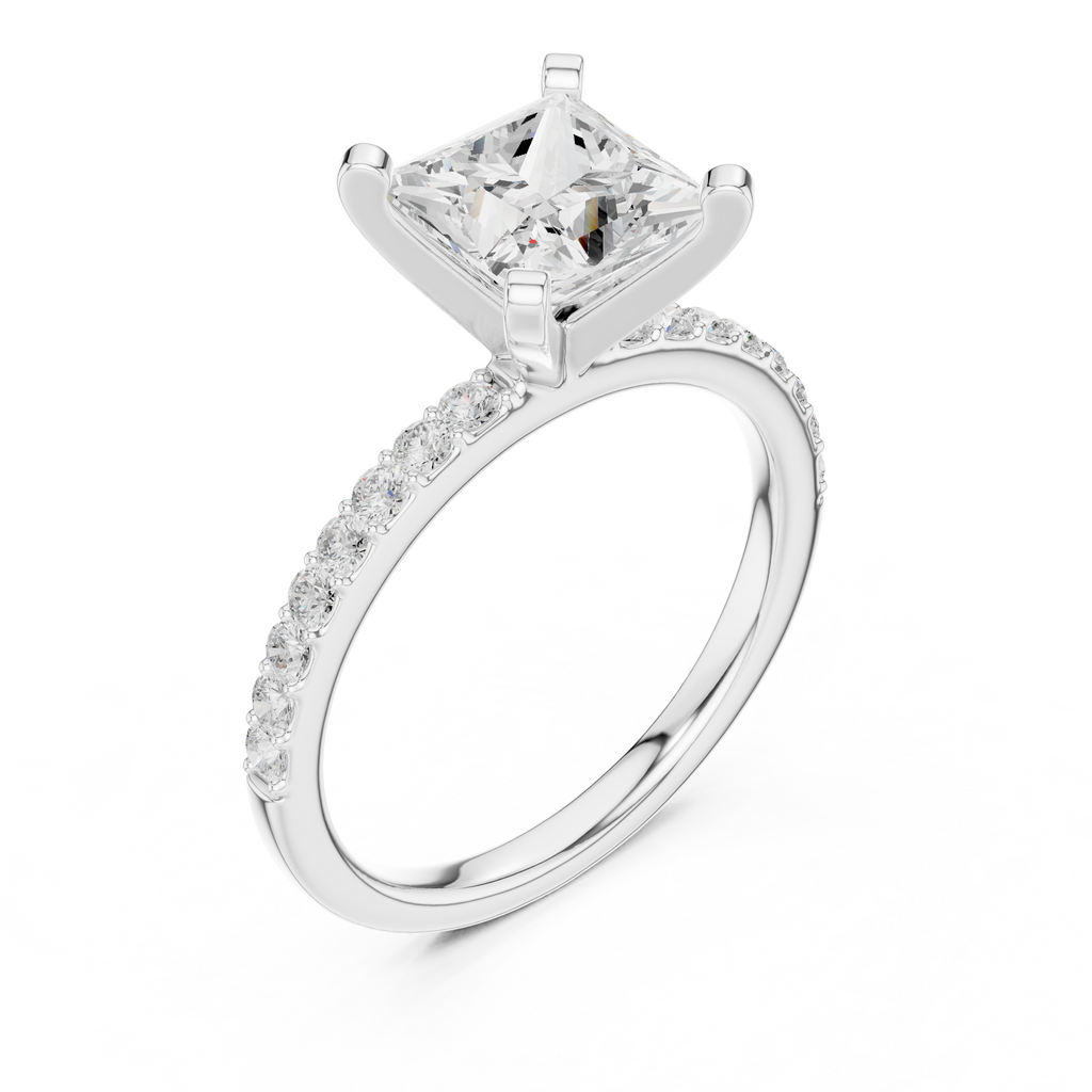 Princess Cut Pavé Diamond Engagement Ring
