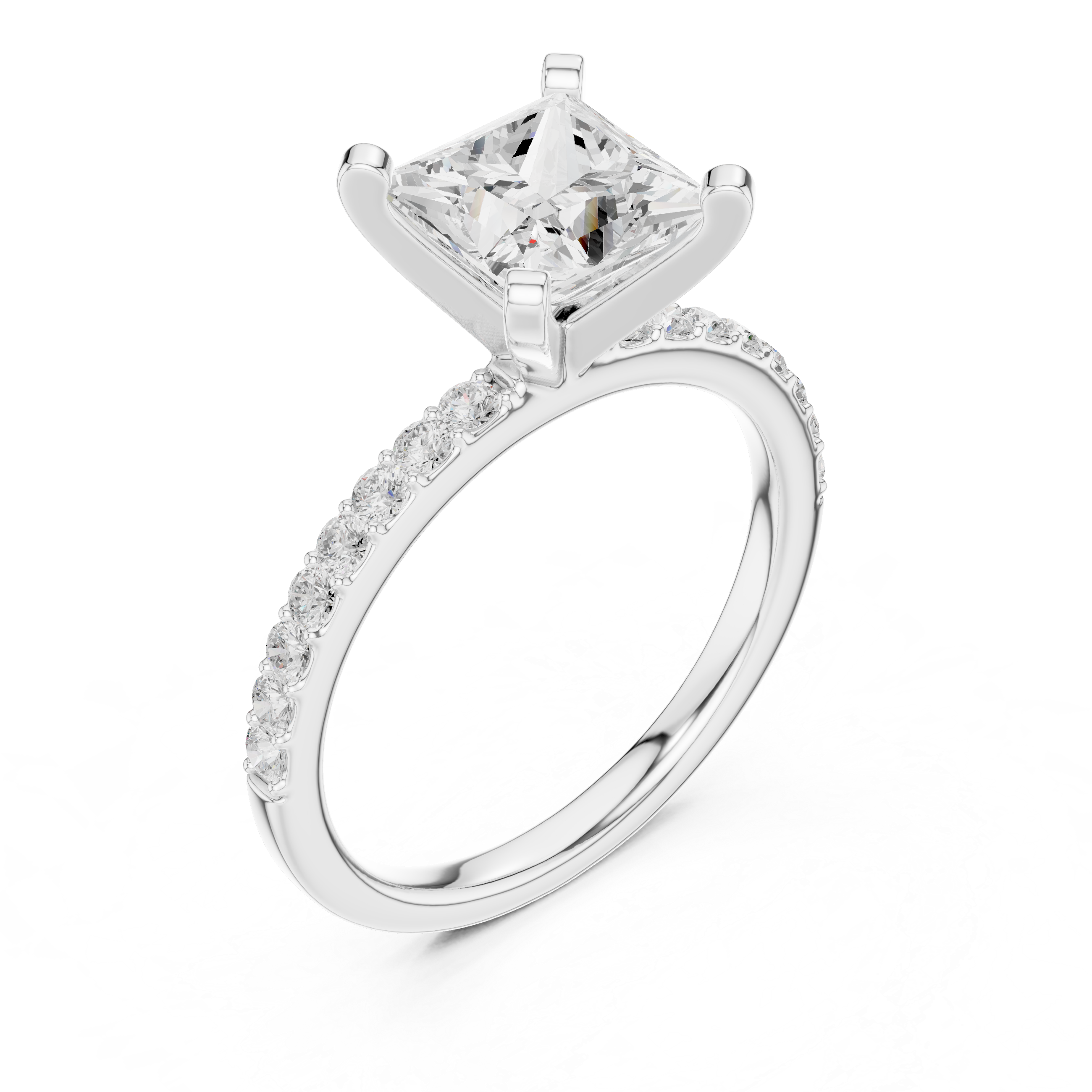 Princess Cut Pavé Diamond Engagement Ring