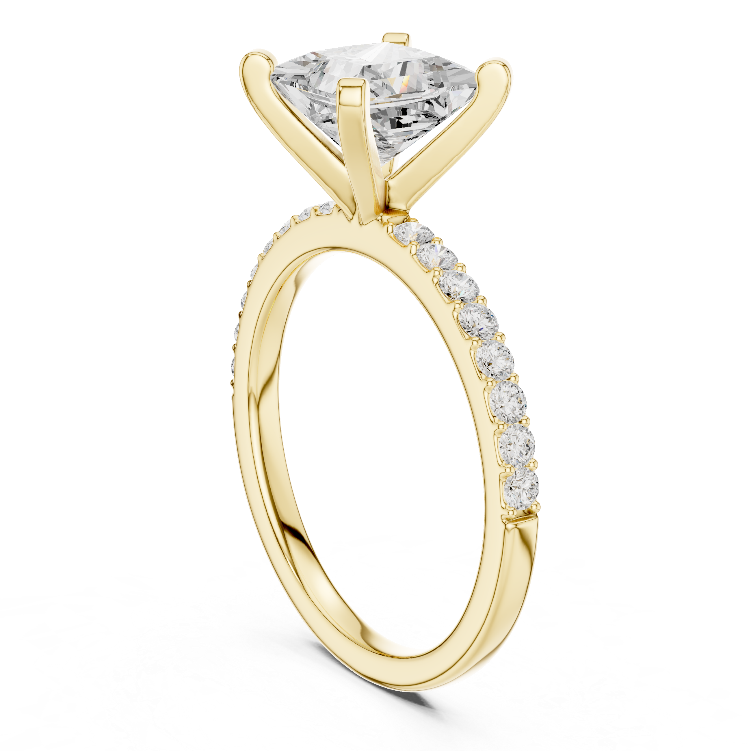 Princess Cut Pavé Diamond Engagement Ring