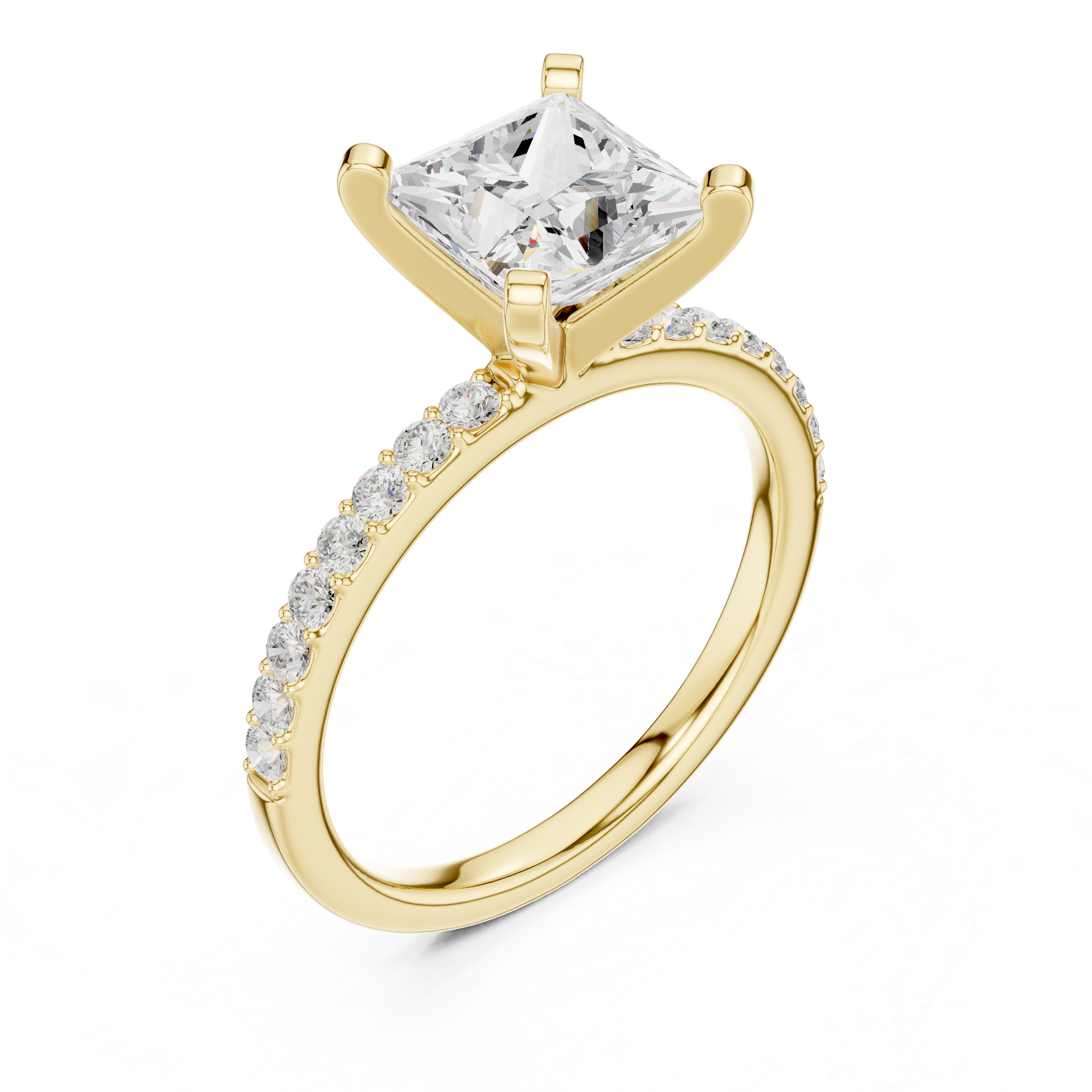 Princess Cut Pavé Diamond Engagement Ring