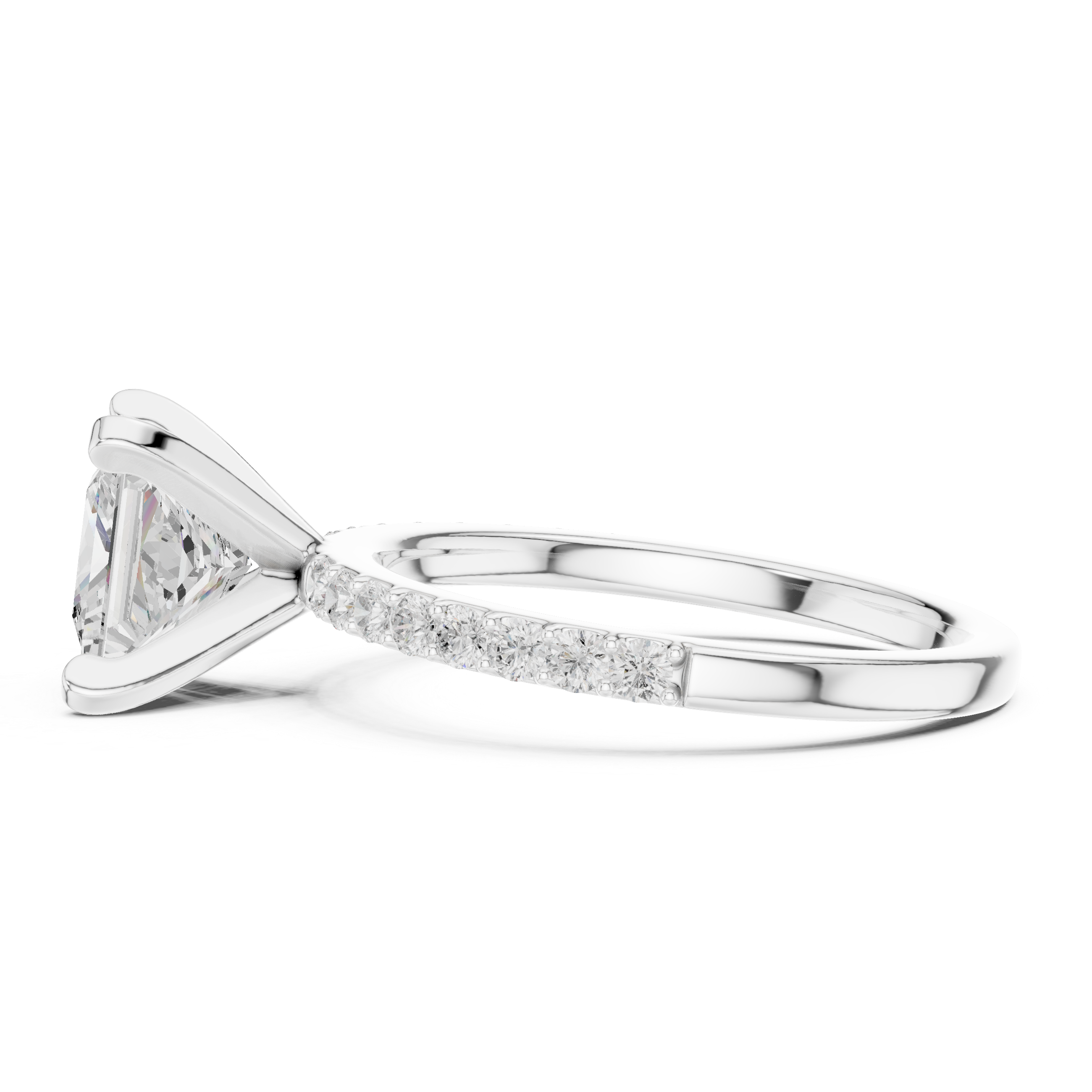 Princess Cut Pavé Diamond Engagement Ring