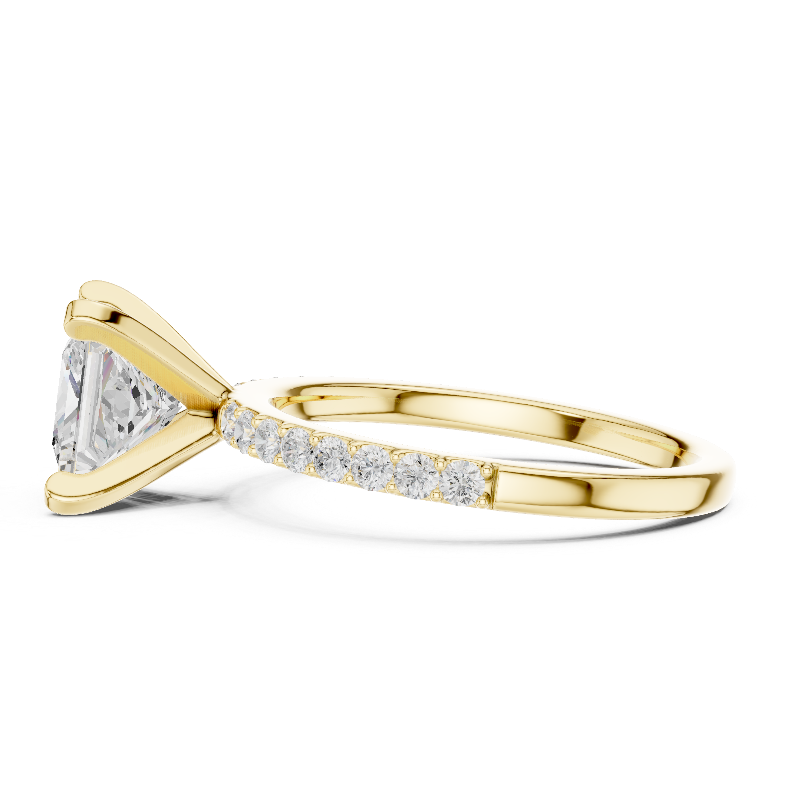 Princess Cut Pavé Diamond Engagement Ring