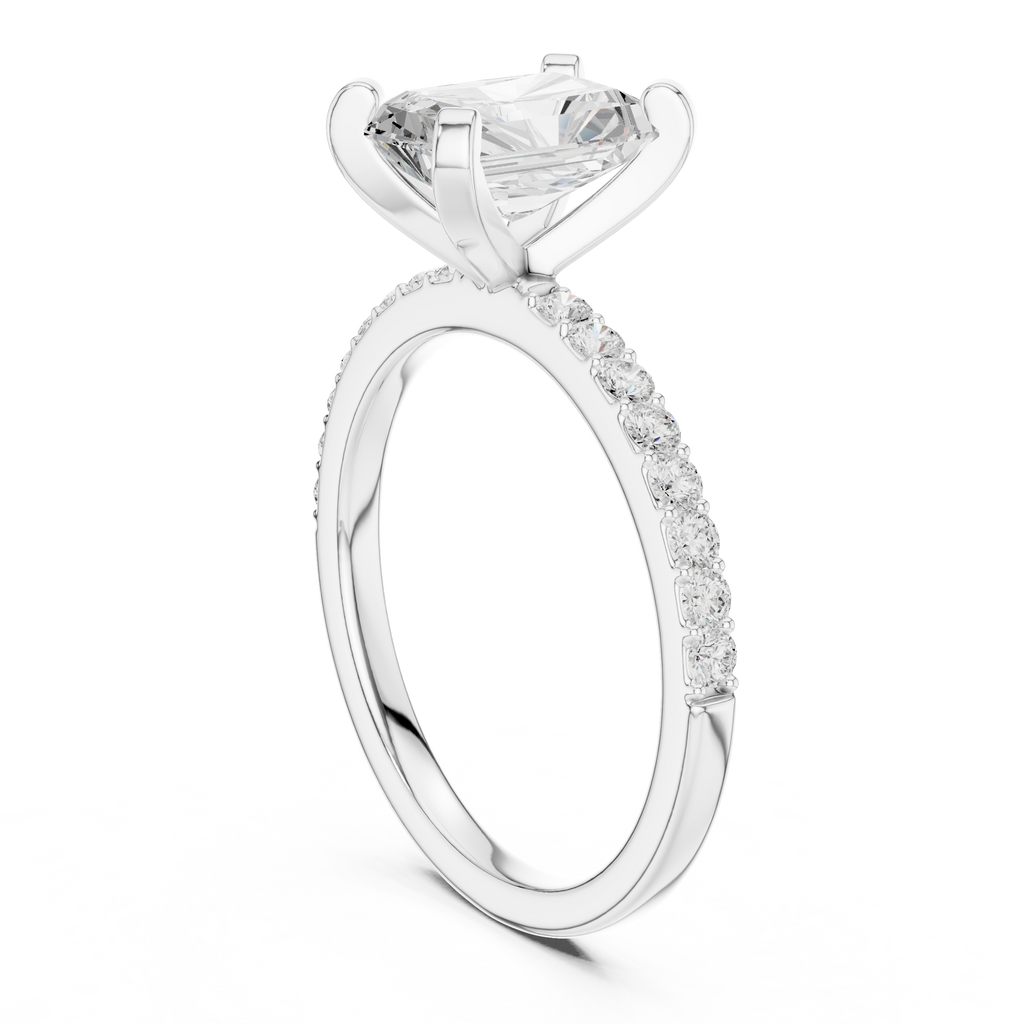 Radiant Cut Pavé Diamond Engagement Ring