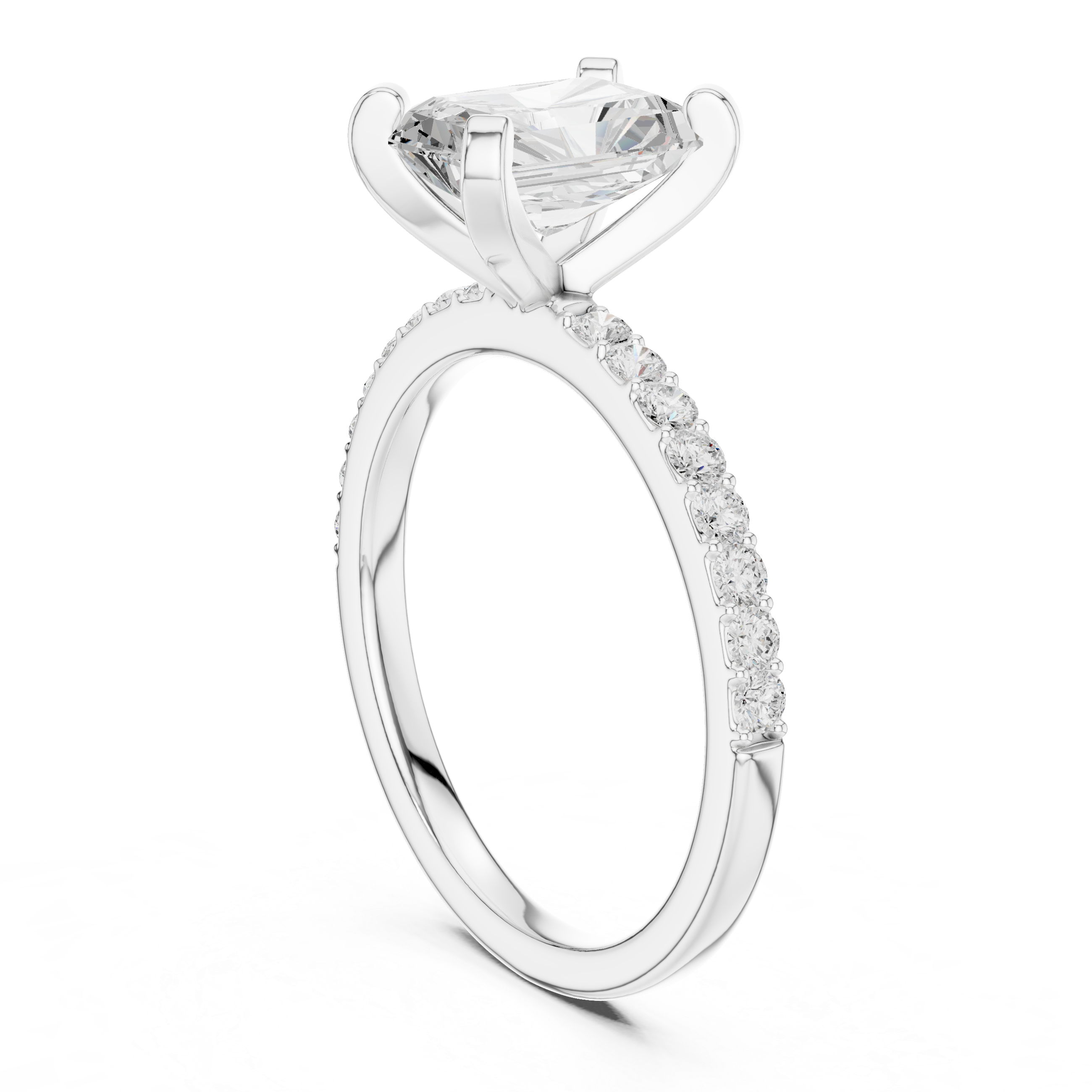 Radiant Cut Pavé Diamond Engagement Ring
