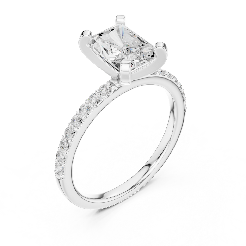 Radiant Cut Pavé Diamond Engagement Ring