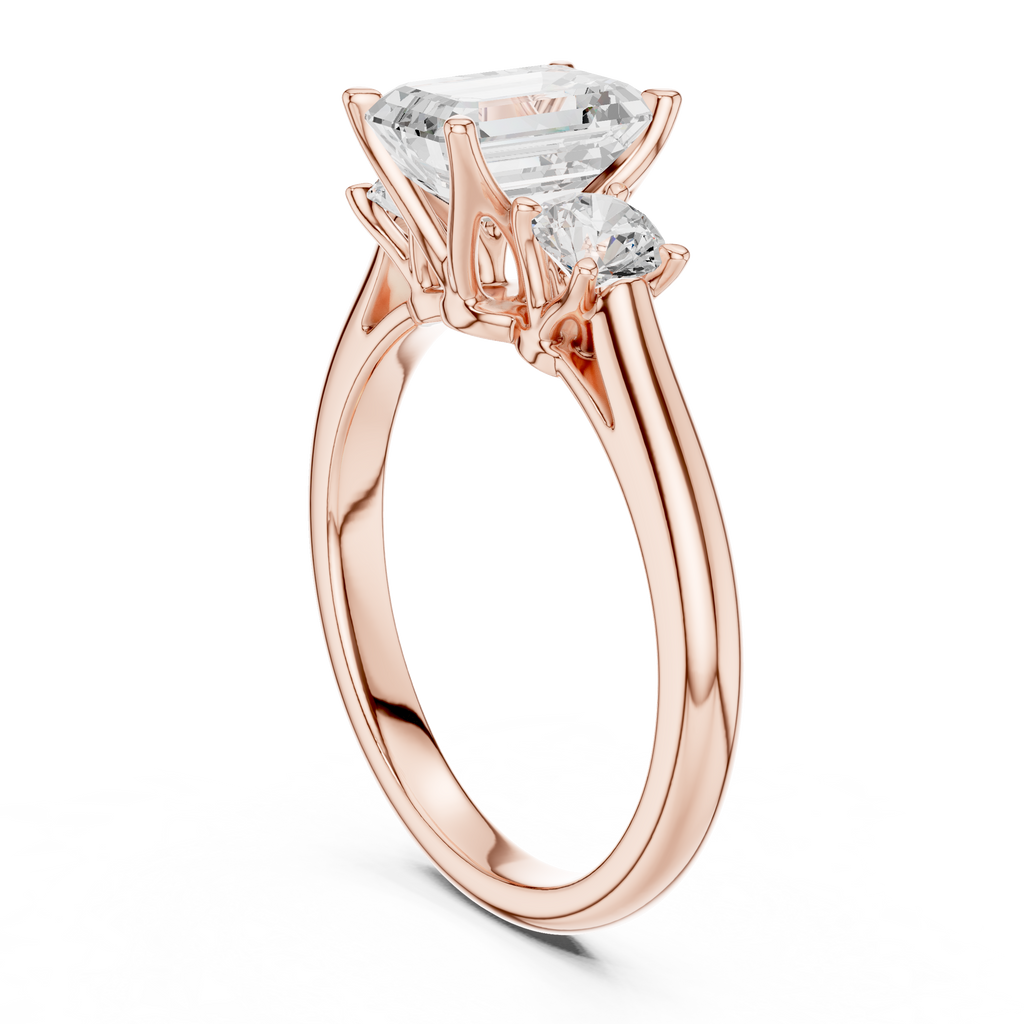 Emerald Cut Three Stone Diamond Engagement Ring
