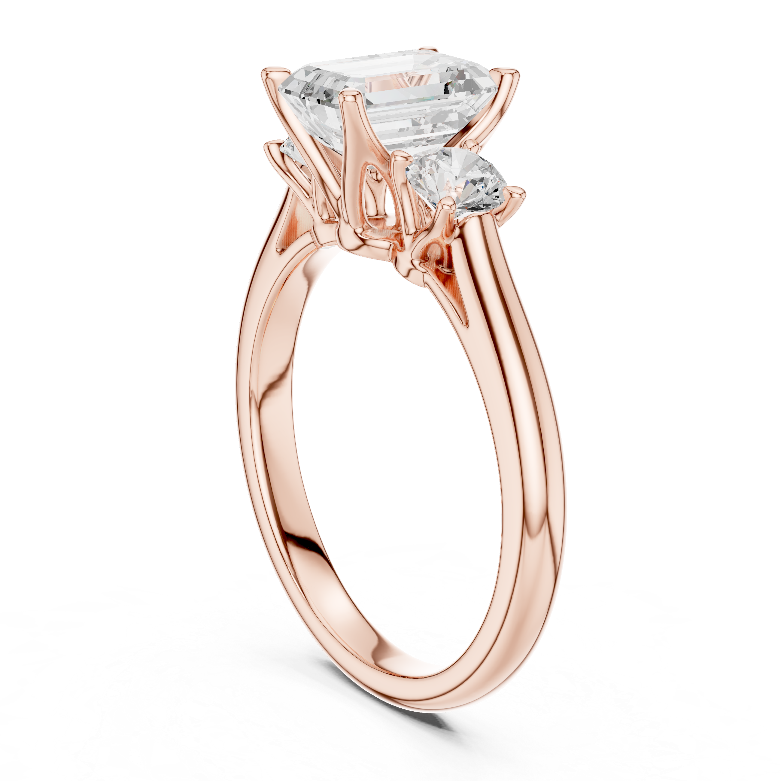 Emerald Cut Three Stone Diamond Engagement Ring