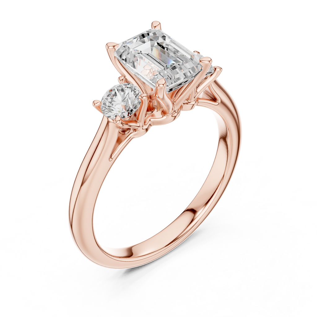 Emerald Cut Three Stone Diamond Engagement Ring