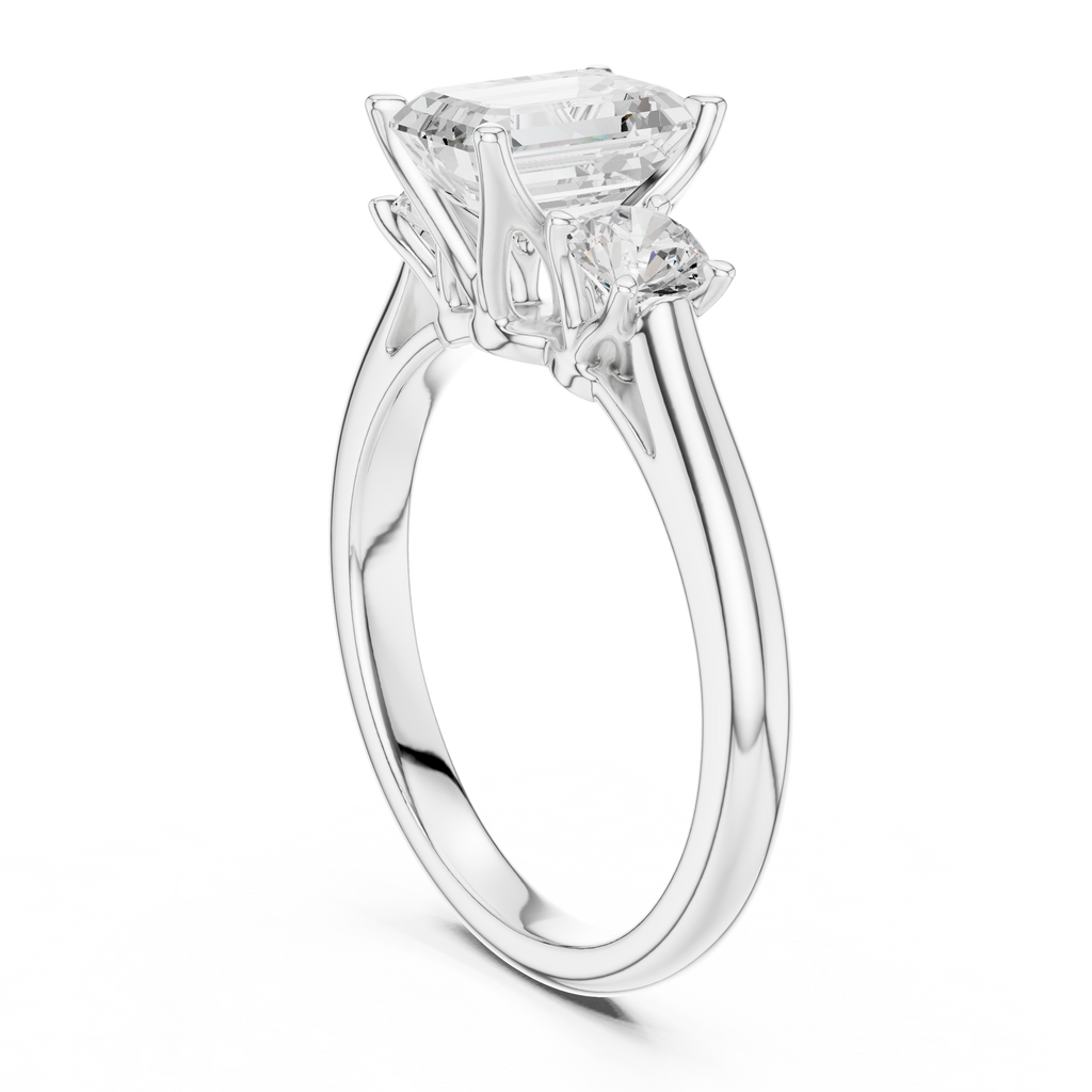 Emerald Cut Three Stone Diamond Engagement Ring