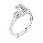 Emerald Cut Three Stone Diamond Engagement Ring