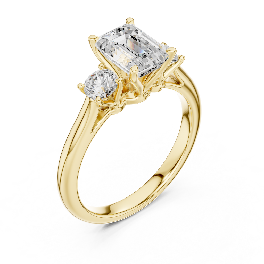 Emerald Cut Three Stone Diamond Engagement Ring