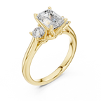 Emerald Cut Three Stone Diamond Engagement Ring