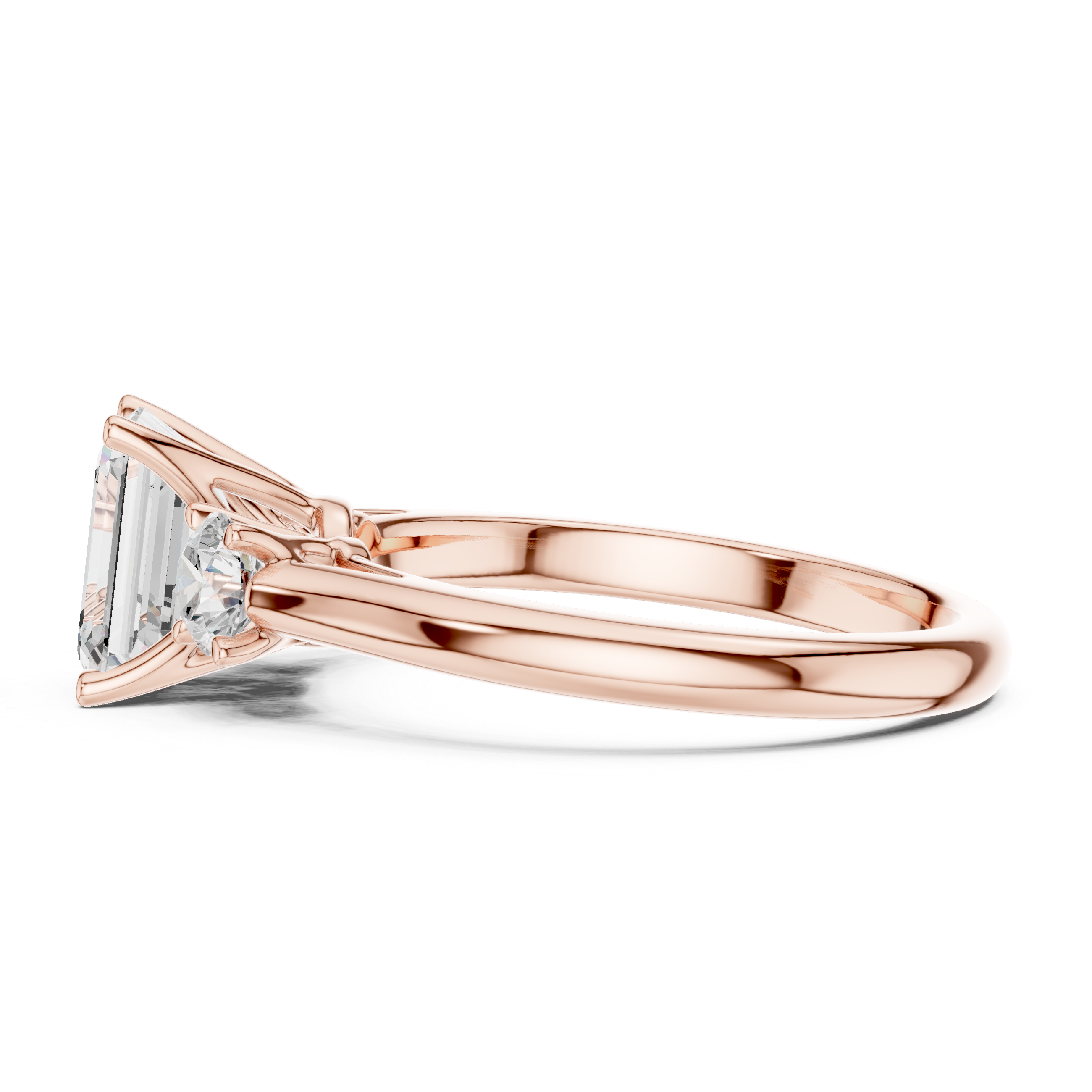 Emerald Cut Three Stone Diamond Engagement Ring