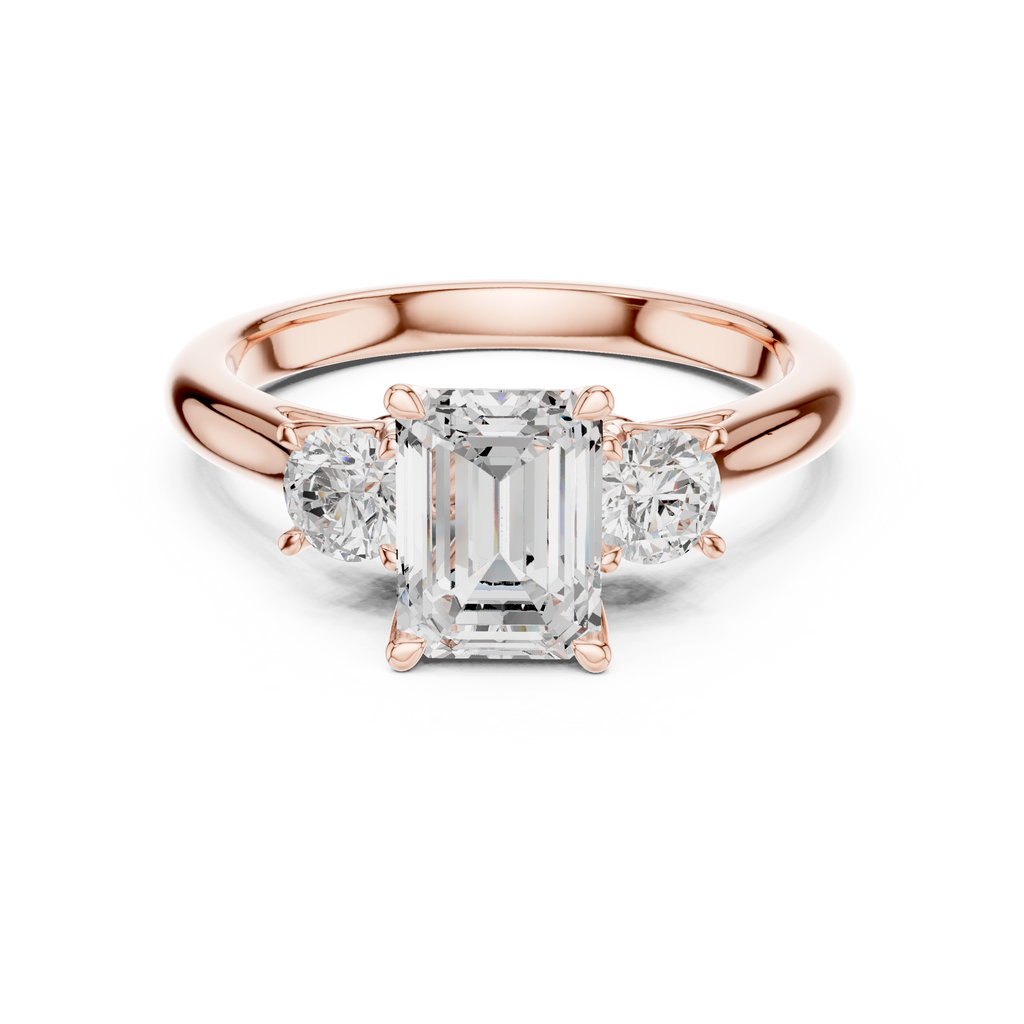 Emerald Cut Three Stone Diamond Engagement Ring