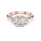 Emerald Cut Three Stone Diamond Engagement Ring