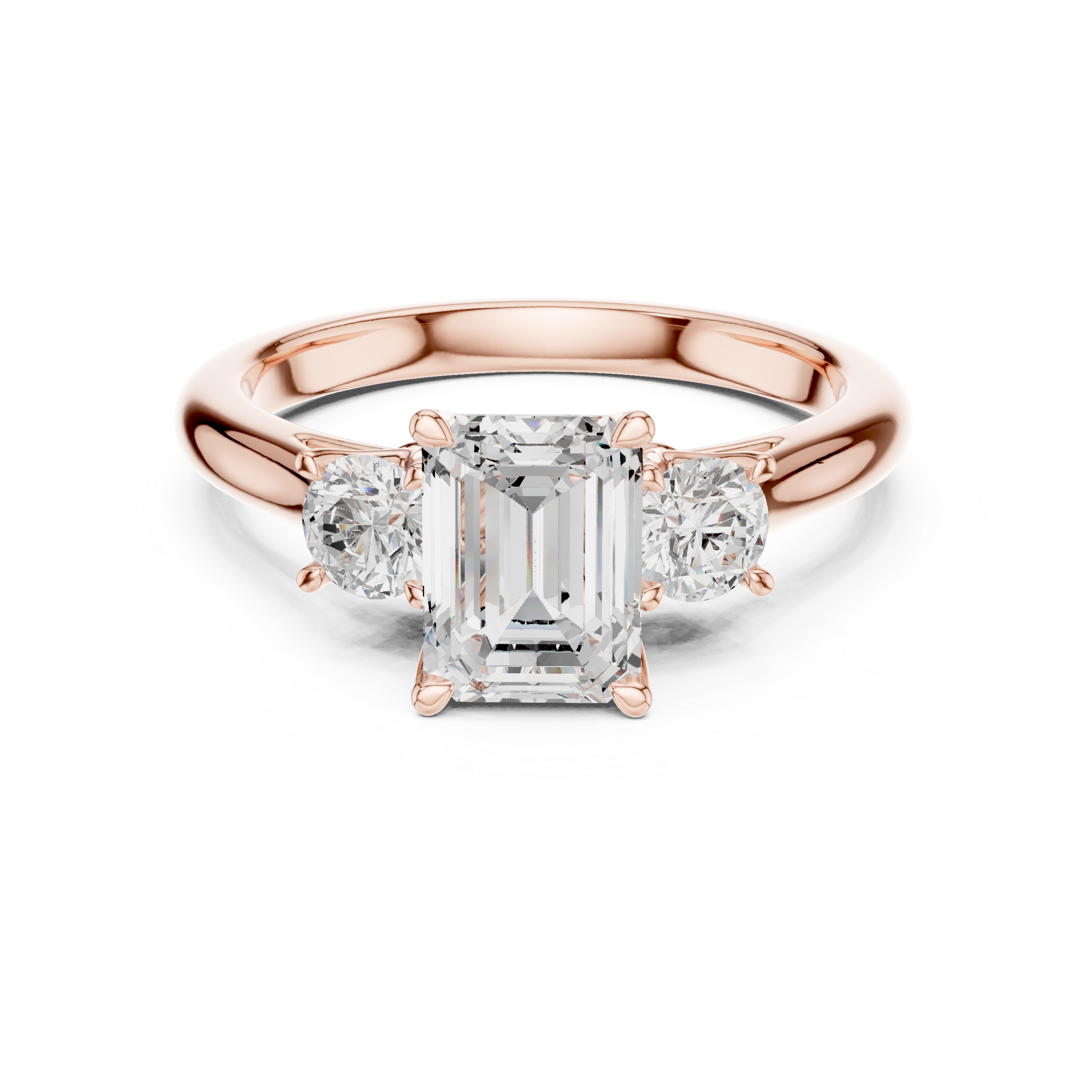 Emerald Cut Three Stone Diamond Engagement Ring
