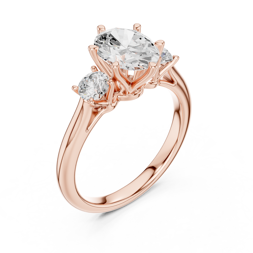 Oval Three Stone Diamond Engagement Ring