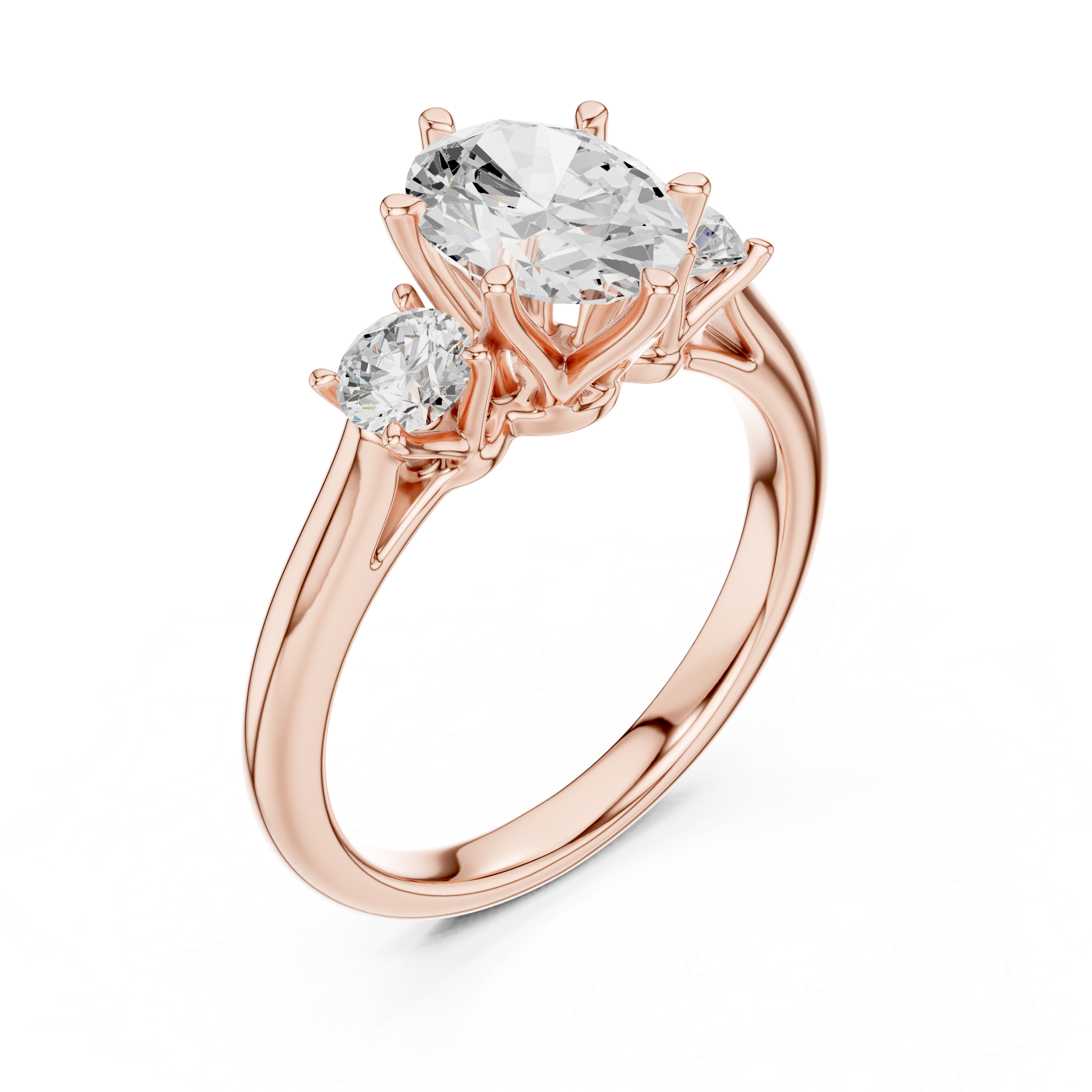 Oval Three Stone Diamond Engagement Ring