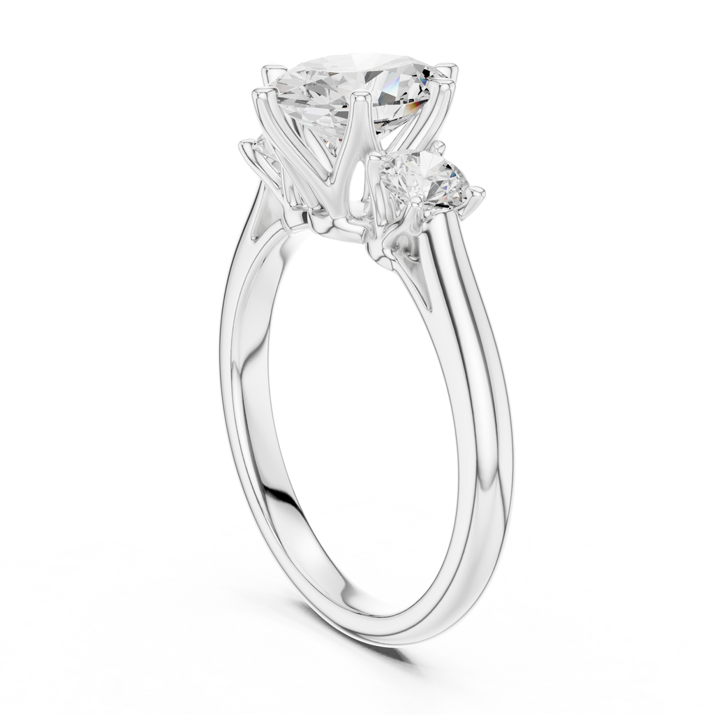 Oval Three Stone Diamond Engagement Ring