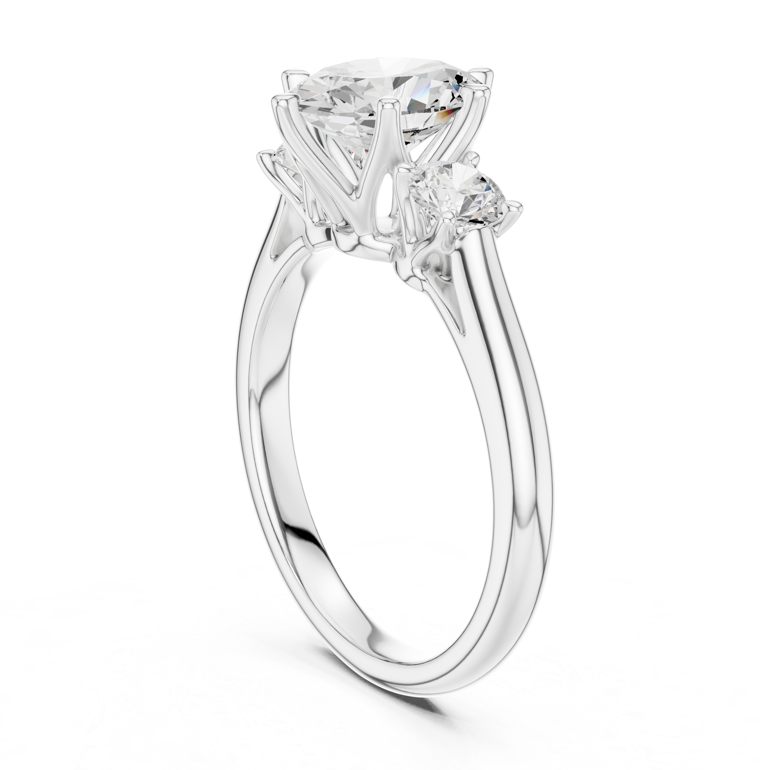Oval Three Stone Diamond Engagement Ring