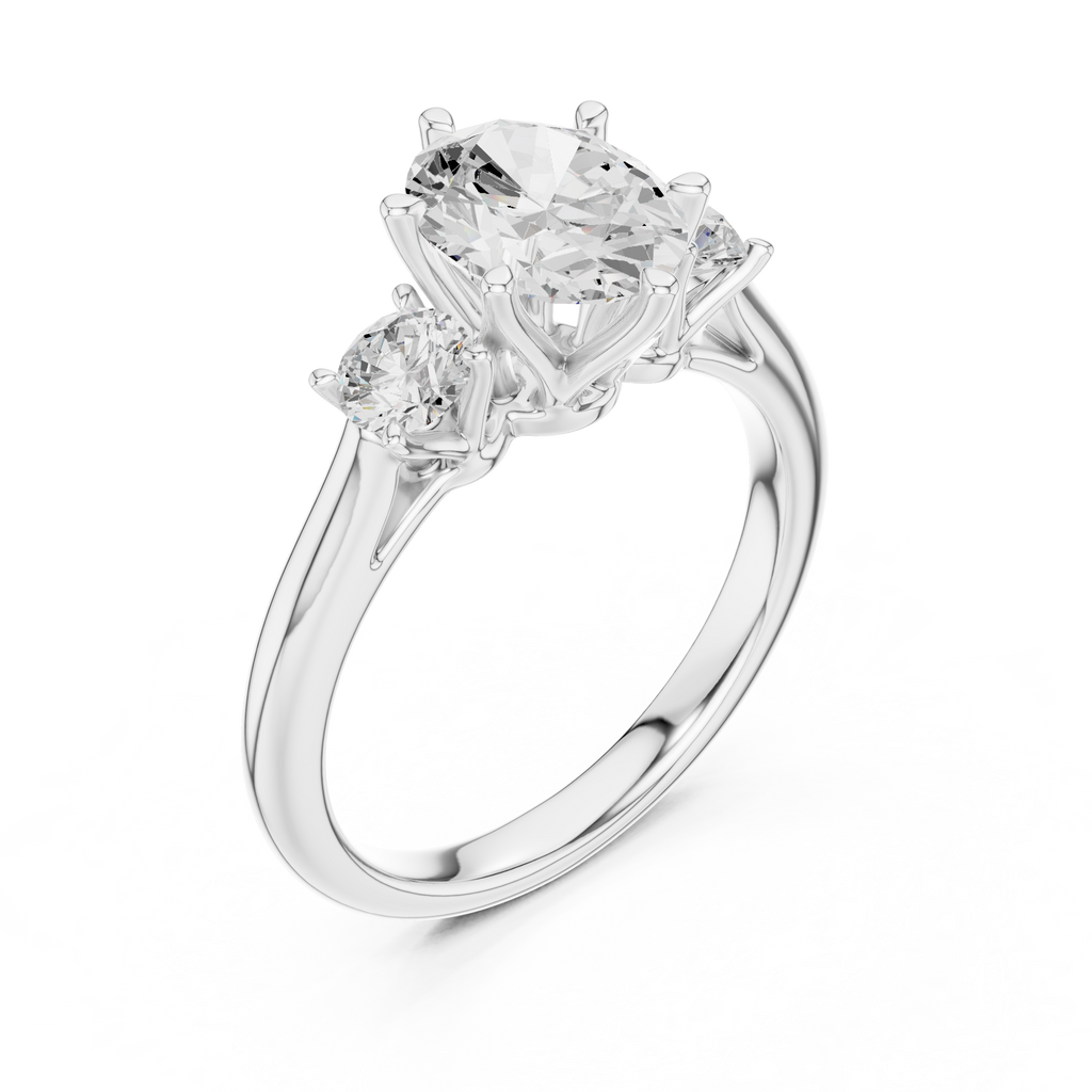 Oval Three Stone Diamond Engagement Ring