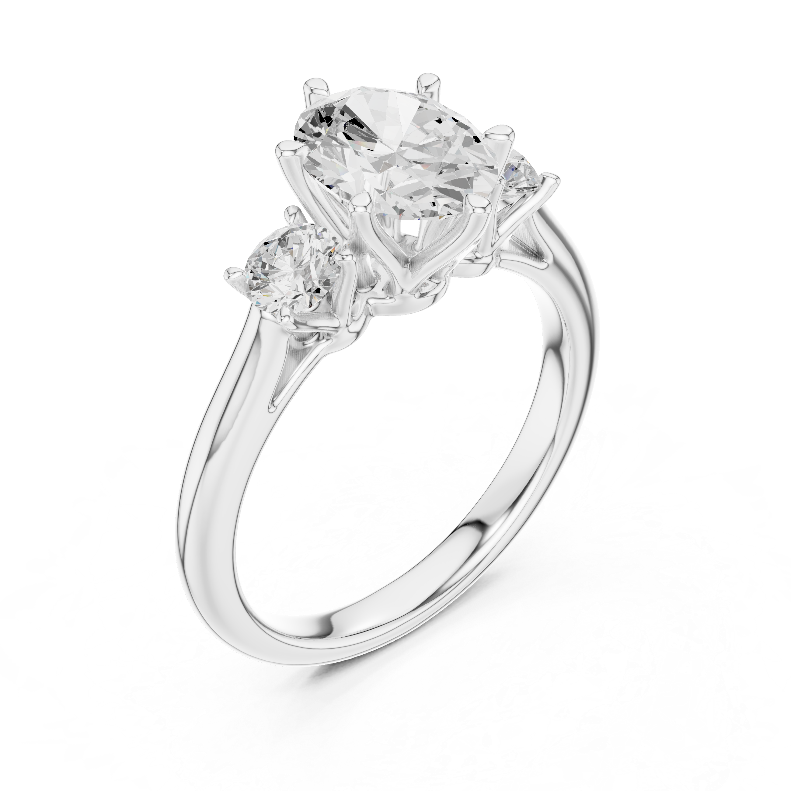 Oval Three Stone Diamond Engagement Ring