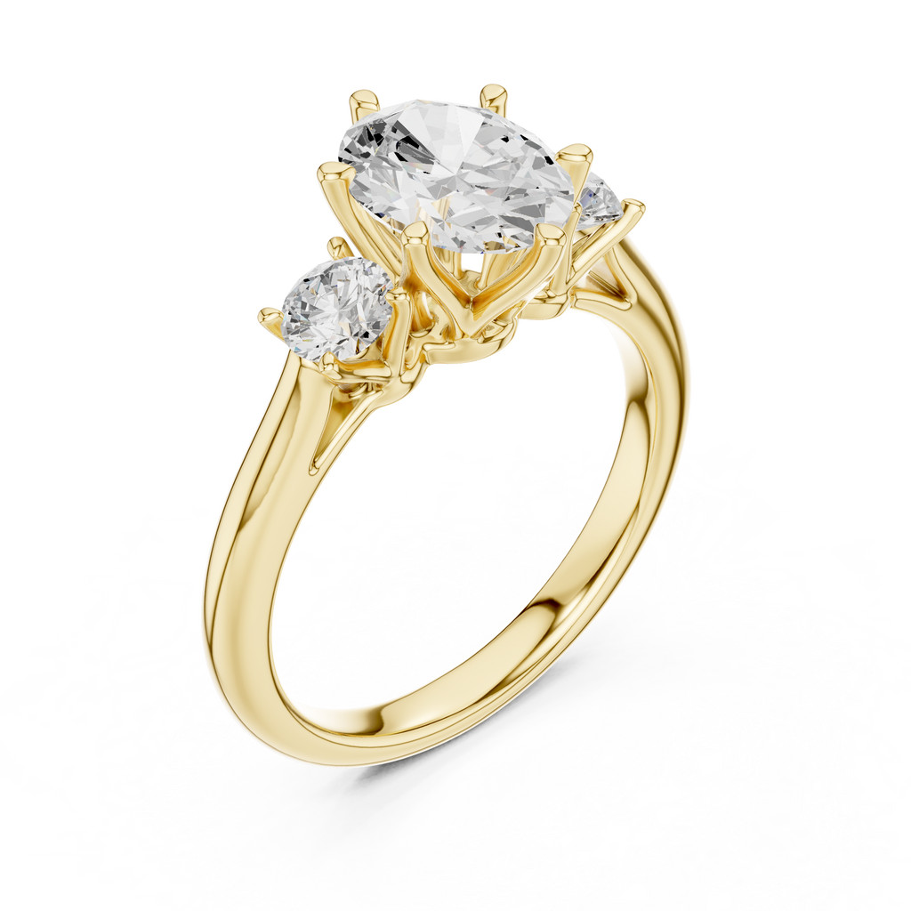 Oval Three Stone Diamond Engagement Ring