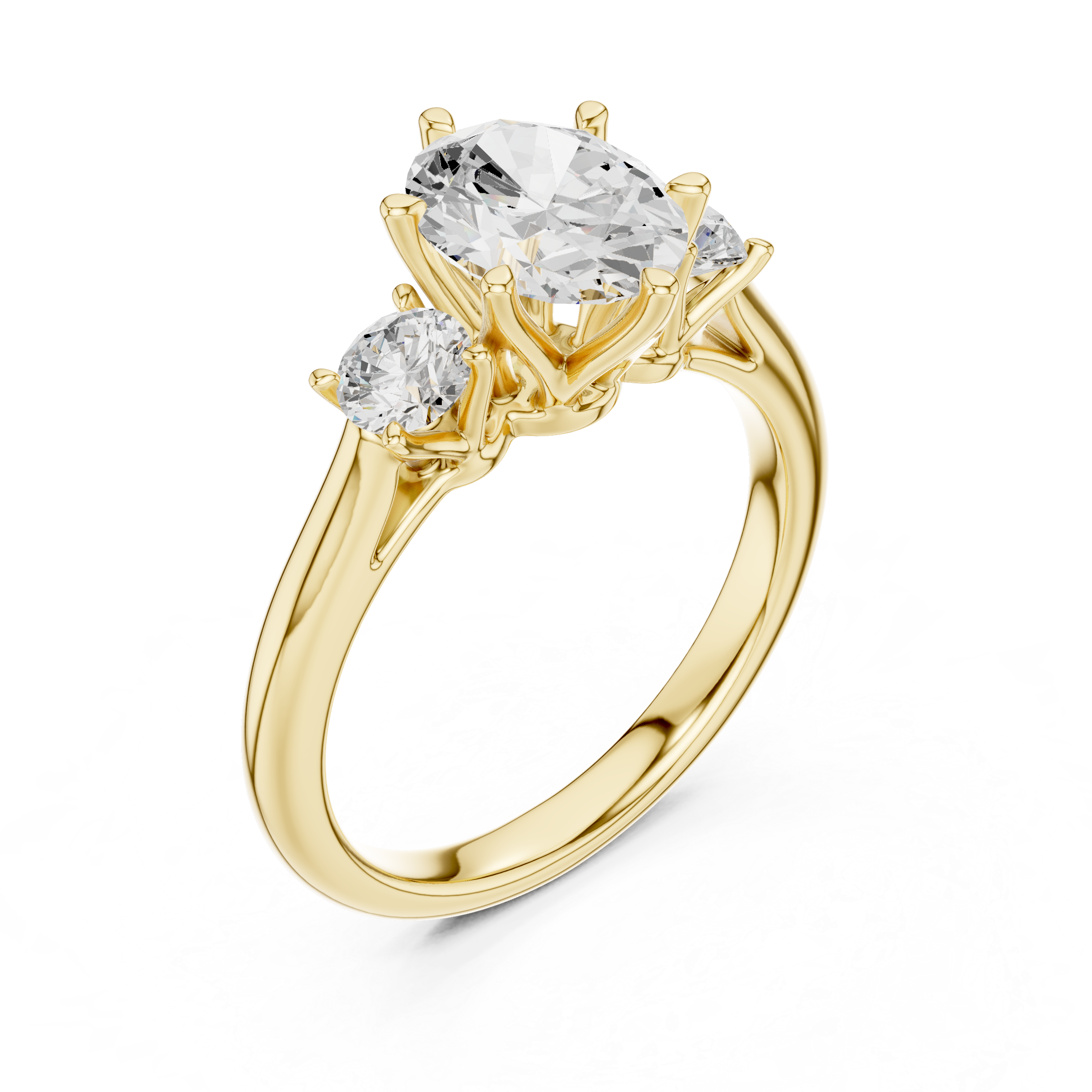 Oval Three Stone Diamond Engagement Ring
