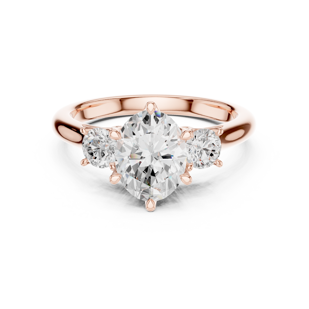 Oval Three Stone Diamond Engagement Ring