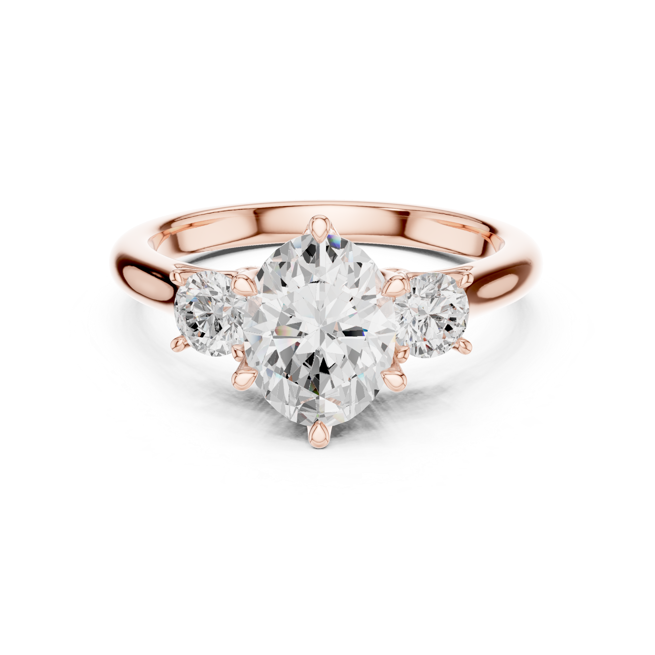 Oval Three Stone Diamond Engagement Ring