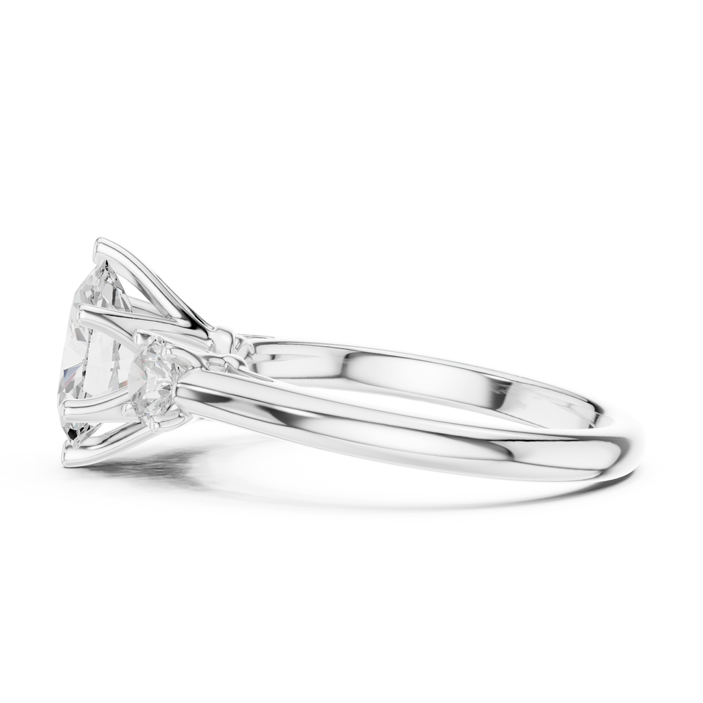 Oval Three Stone Diamond Engagement Ring