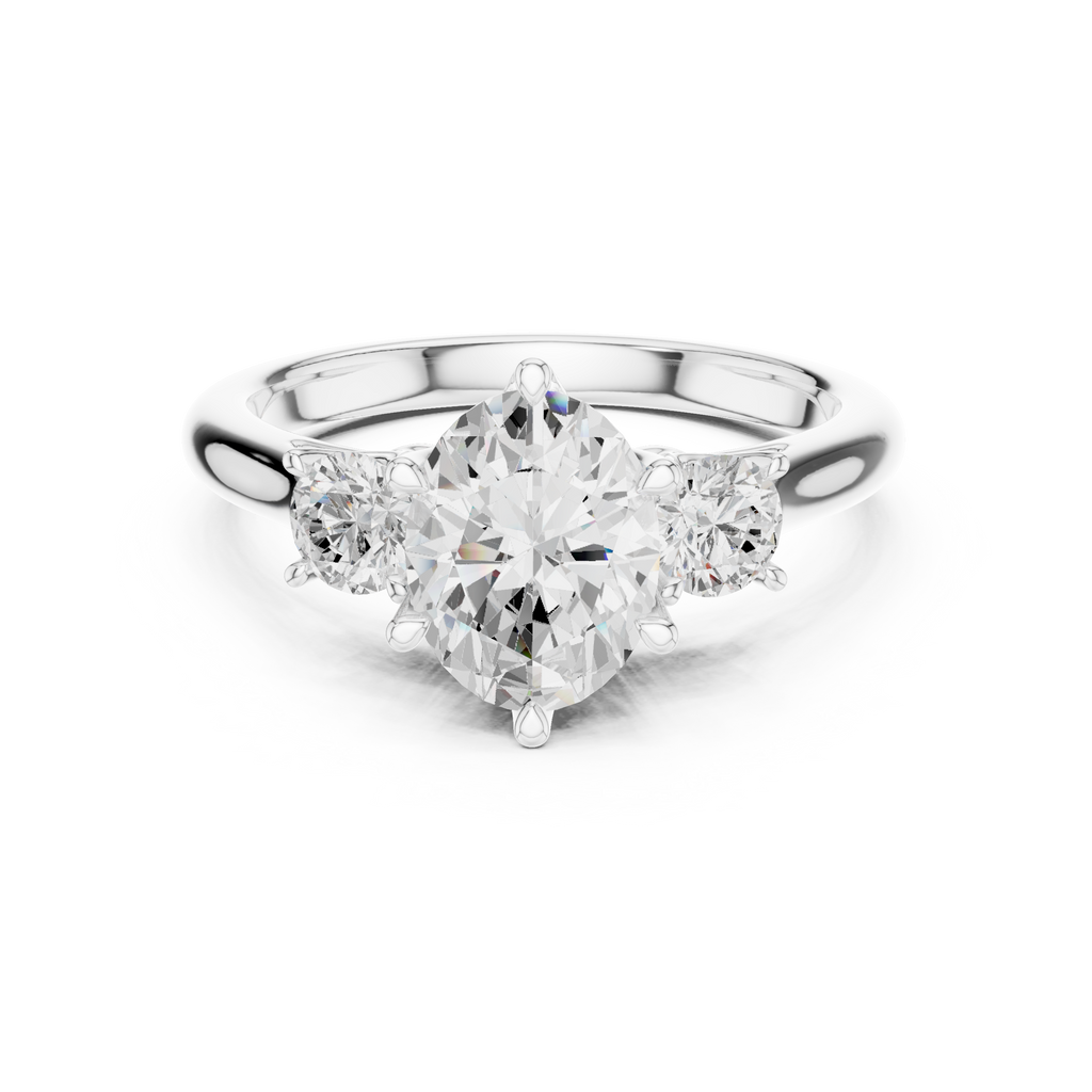 Oval Three Stone Diamond Engagement Ring