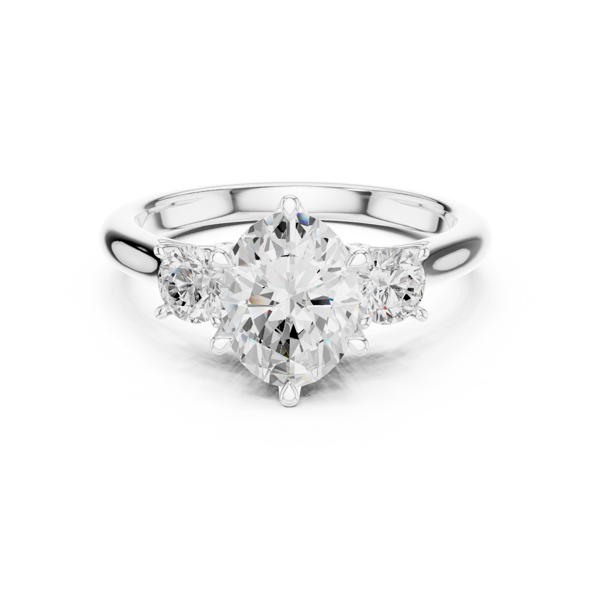 Oval Three Stone Diamond Engagement Ring — Jewelix Atelier