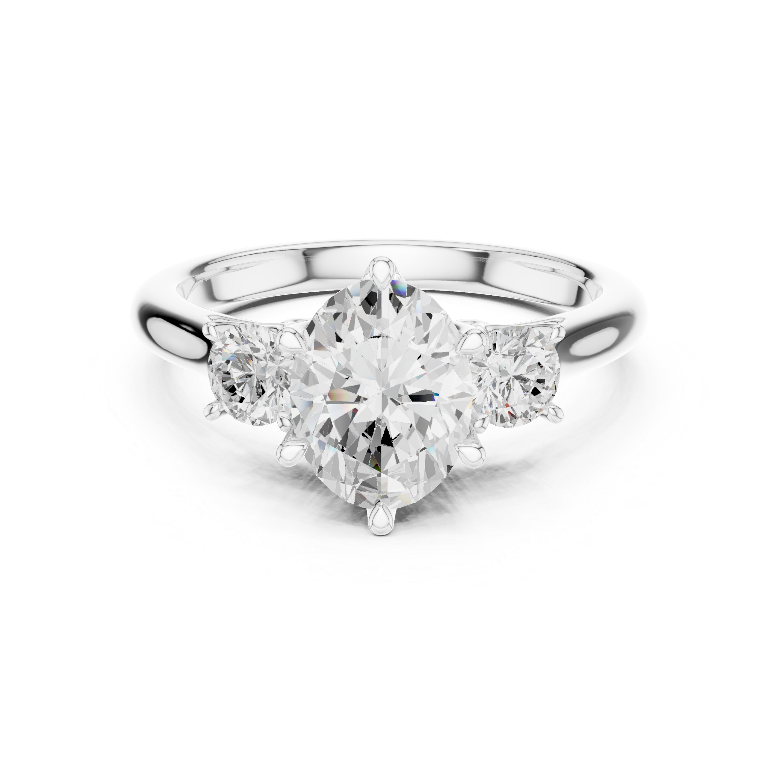Oval Three Stone Diamond Engagement Ring