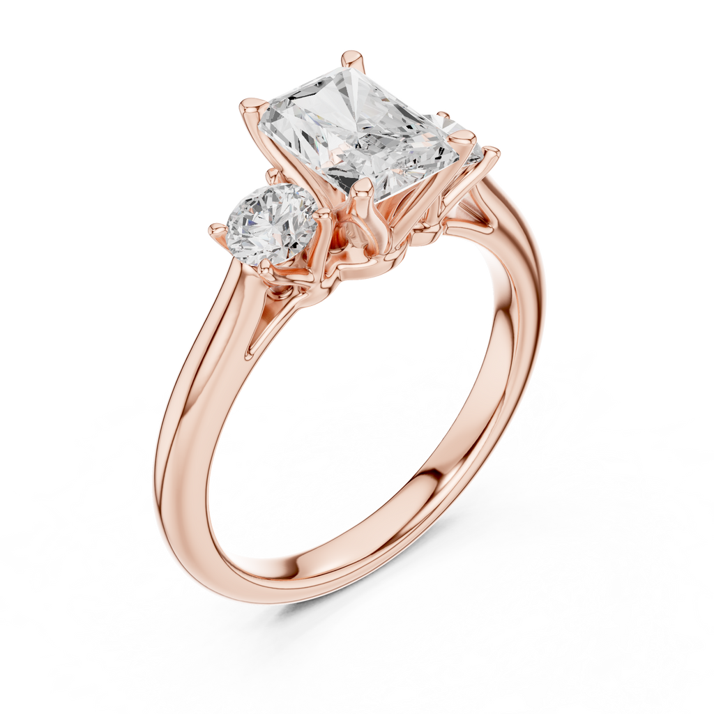 Radiant Cut Three Stone Diamond Engagement Ring