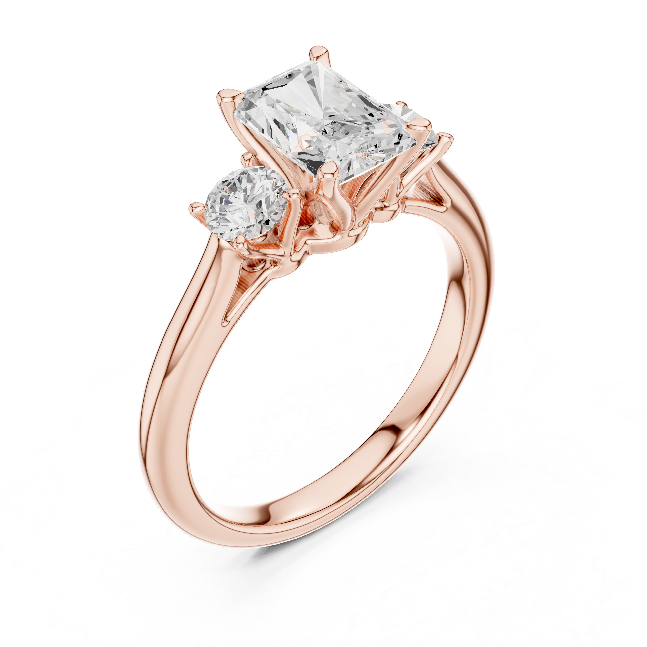 Radiant Cut Three Stone Diamond Engagement Ring