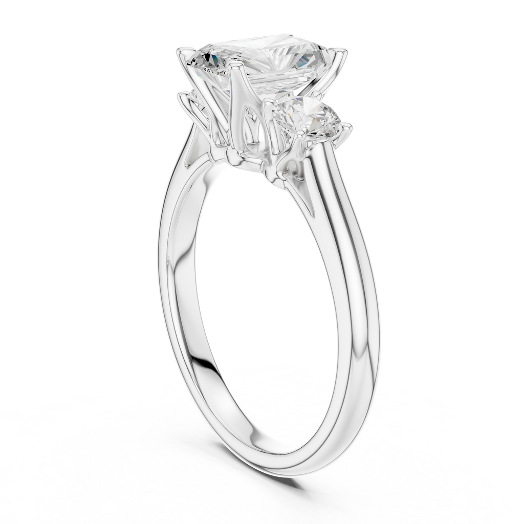 Radiant Cut Three Stone Diamond Engagement Ring