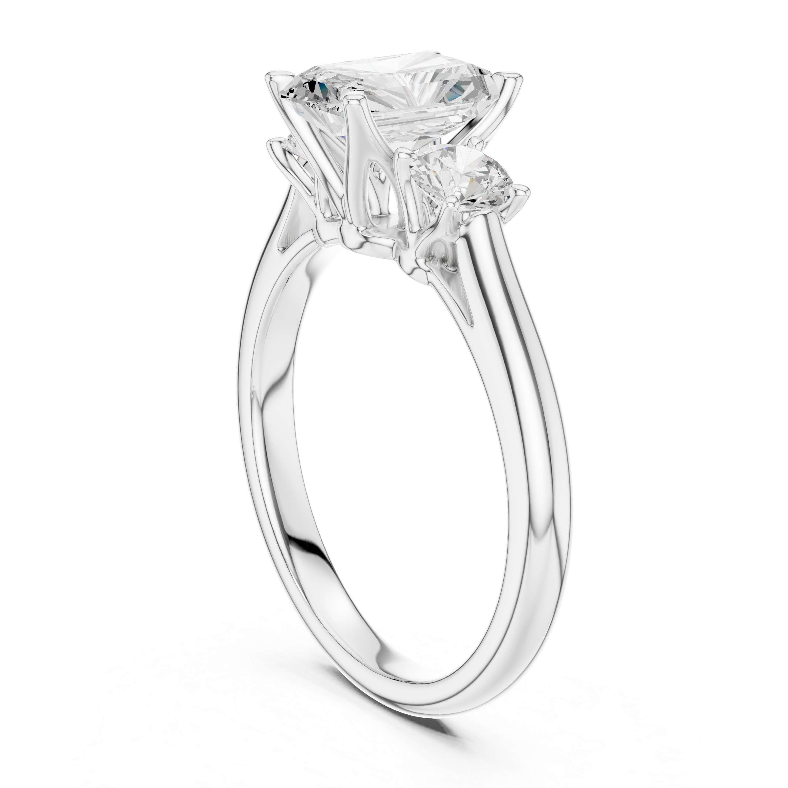 Radiant Cut Three Stone Diamond Engagement Ring