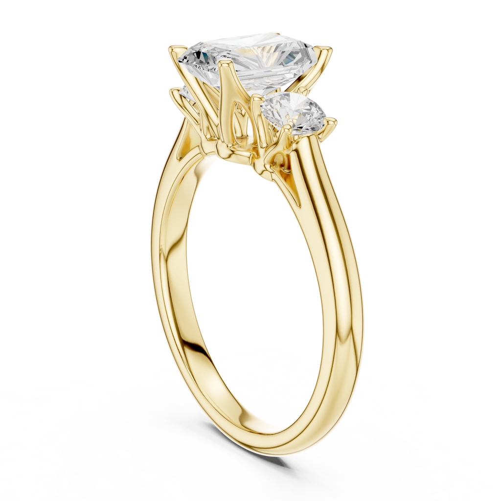 Radiant Cut Three Stone Diamond Engagement Ring