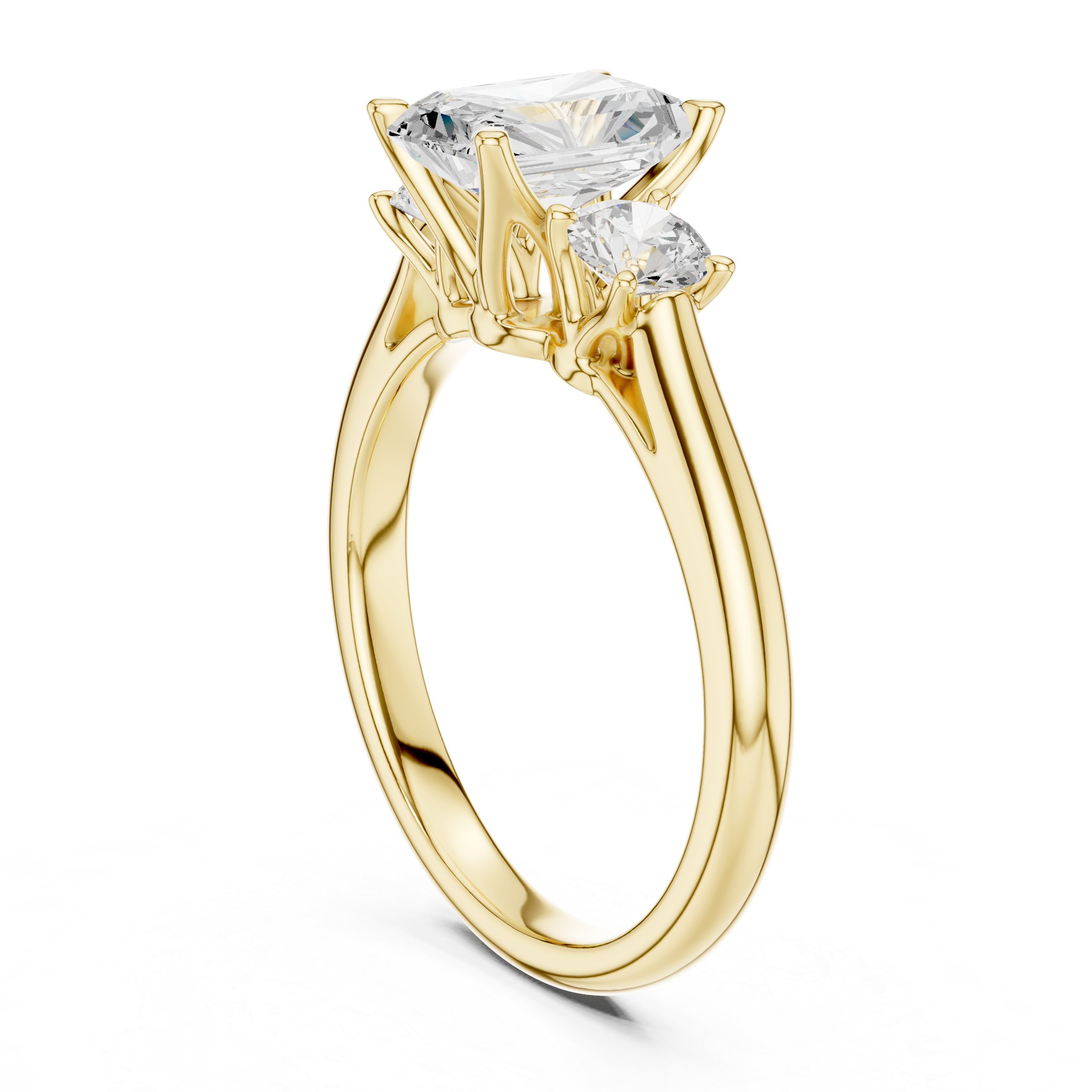 Radiant Cut Three Stone Diamond Engagement Ring